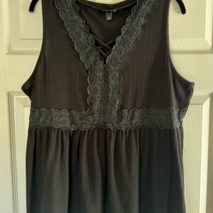 Torrid Elegant Sleeveless Black Lace Trim Women's Top